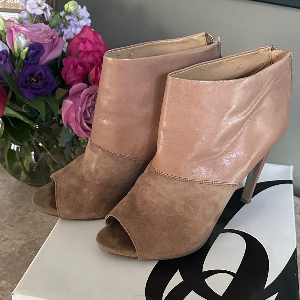 Nine West Women's Two-Tone Peep-Toe Boots